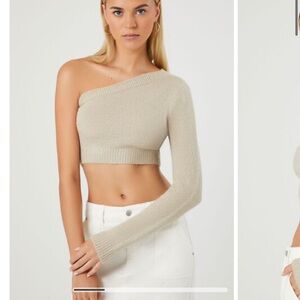 Forever 21 sweater knit crop top with one shoulder